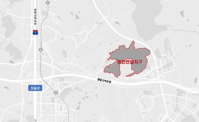용인특례시 기흥구 언남동 옛 경찰대 부지 공공지원 민간임대주택 공급 촉진 지구(언남지구) 개발사업 대상 부지 위치도