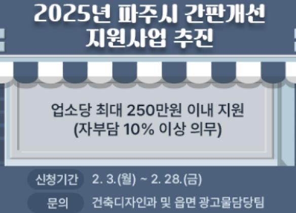 파주시, 간판개선 지원사업…업소당 최대 250만 원 지원