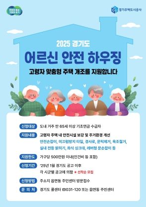 경기도, 고령자 안전부터 에너지 효율까지… 올해 899가구 주택개조 지원