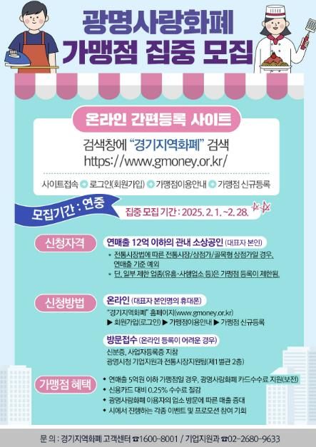 광명사랑화폐 가맹점 모집 안내 포스터